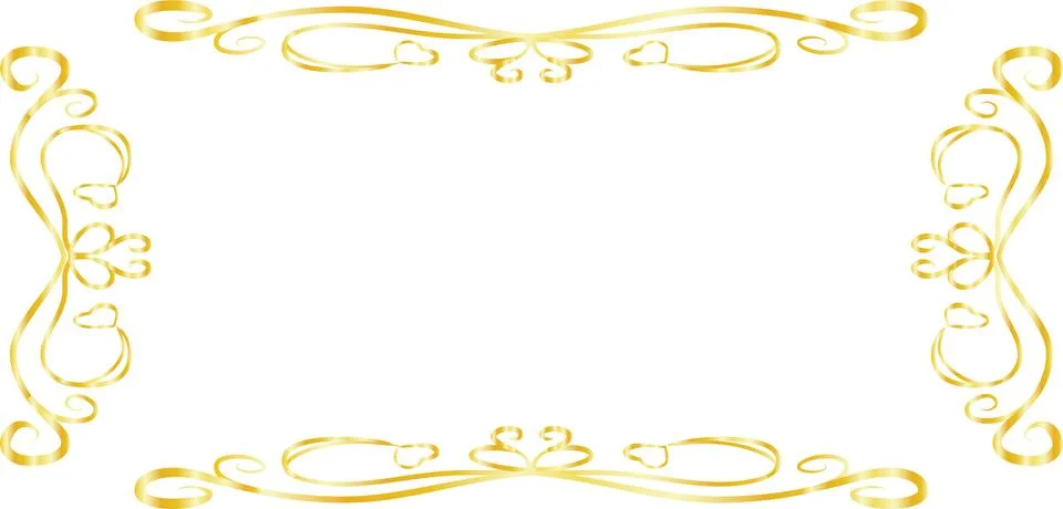 Gold Horizontal rectangular antique pattern frame Stock Illustration