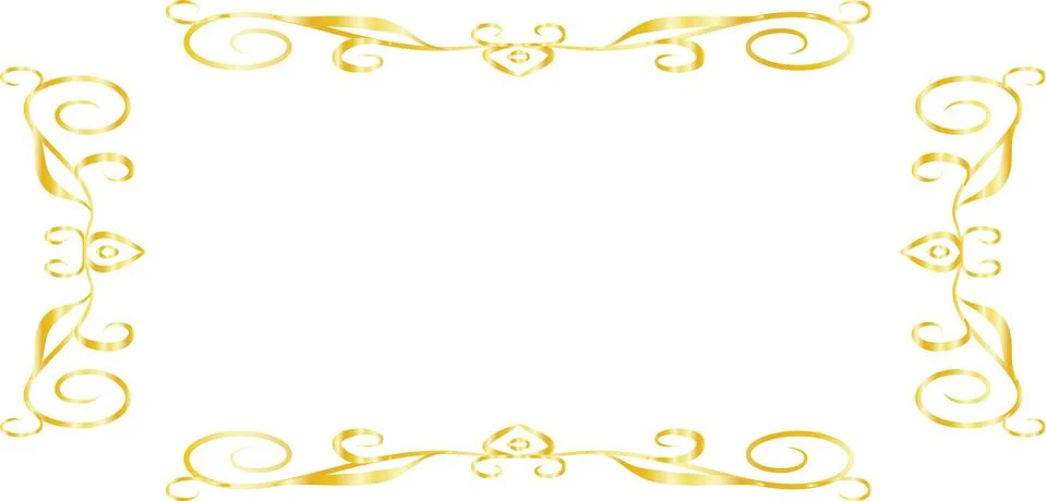 Gold Horizontal rectangular antique pattern frame Illustrazione stock