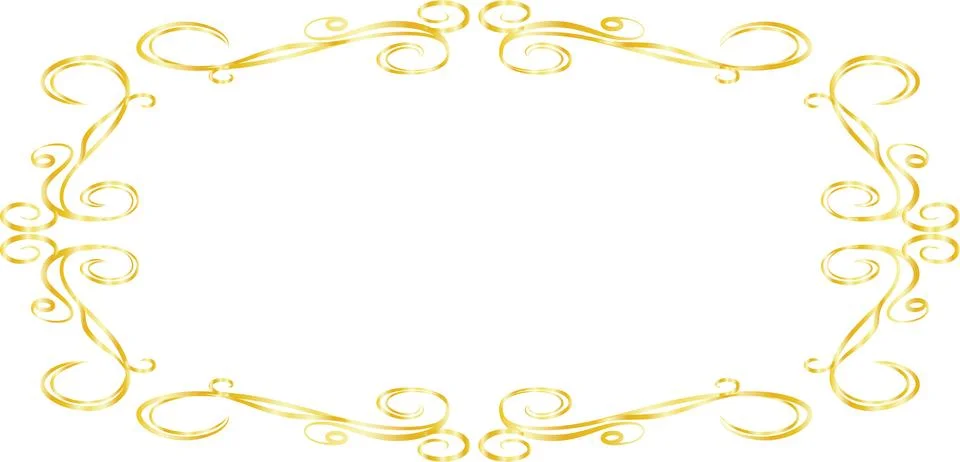 Gold Horizontal rectangular antique pattern frame Illustrazione stock