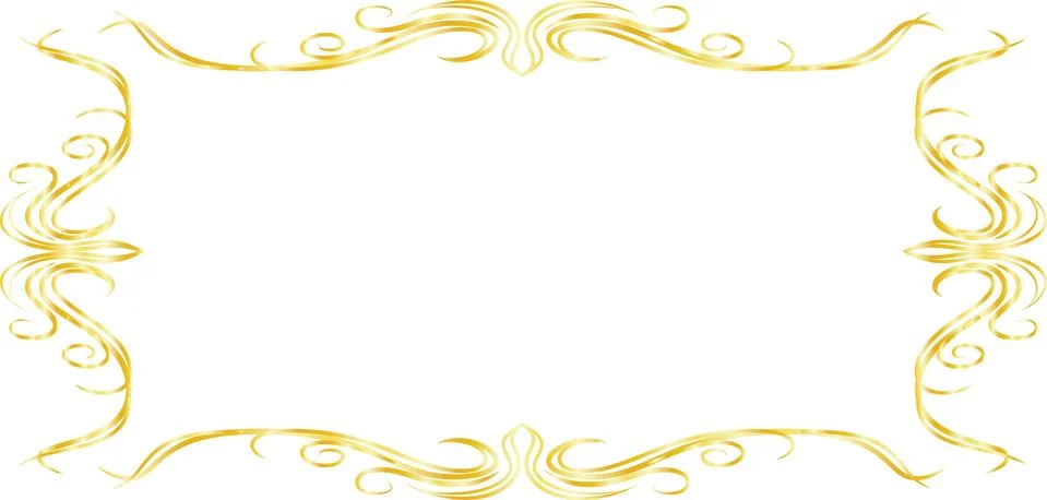 Gold Horizontal rectangular antique pattern frame 库存插图