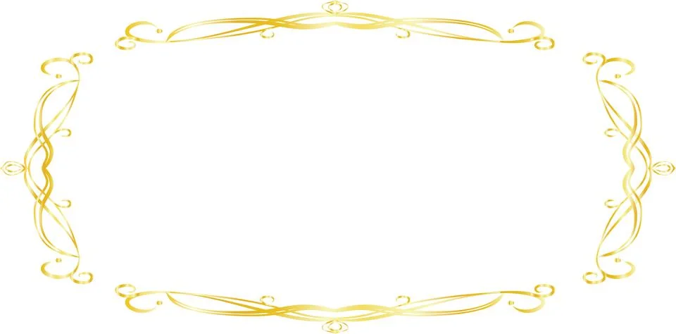 Gold Horizontal rectangular antique pattern frame 스톡 일러스트