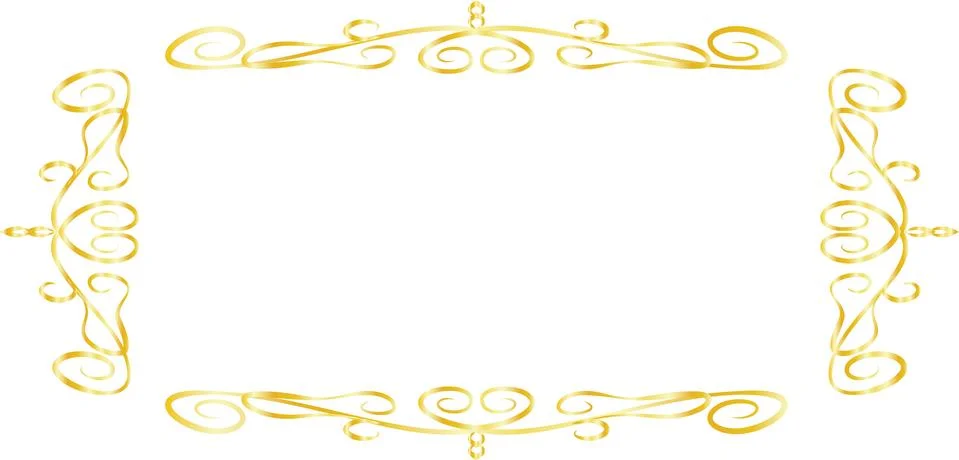 Gold Horizontal rectangular antique pattern frame Stock Illustration
