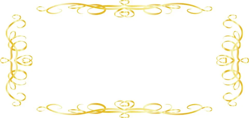 Gold Horizontal rectangular antique pattern frame Illustrazione stock