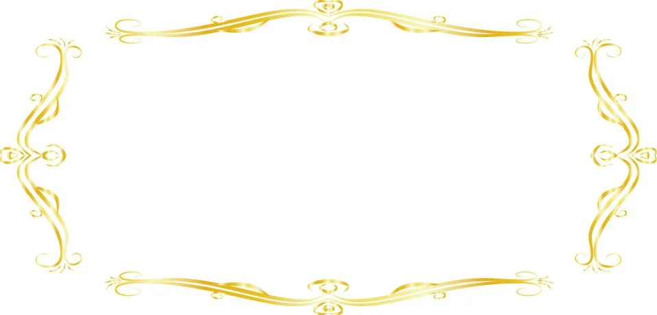 Gold Horizontal rectangular antique pattern frame Illustrazione stock