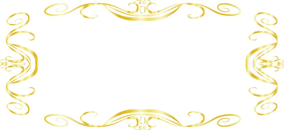 Gold Horizontal rectangular antique pattern frame Illustrazione stock