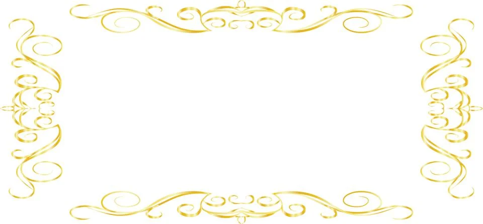 Gold Horizontal rectangular antique pattern frame イラスト素材