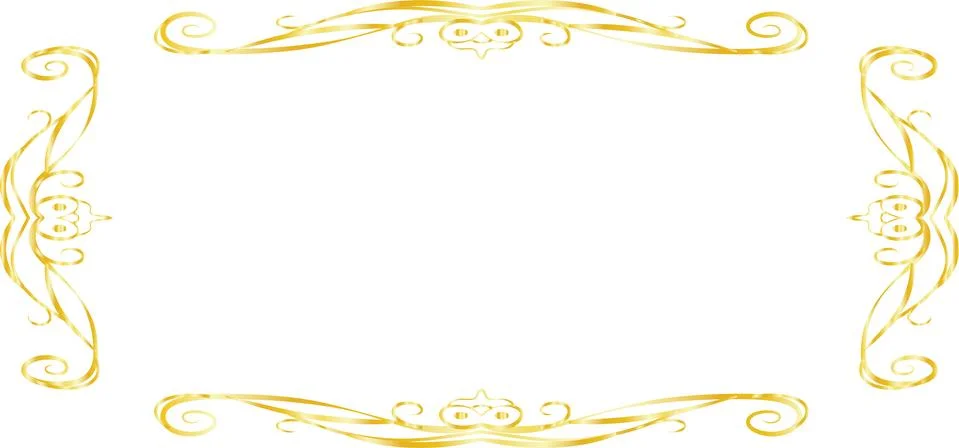 Gold Horizontal rectangular antique pattern frame Illustrazione stock