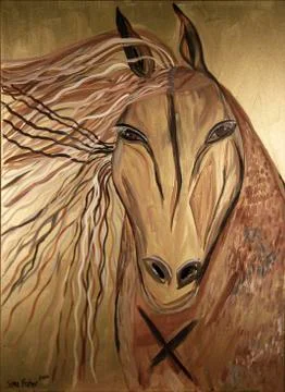 GOLD HORSE BY SIMA FISHER Stock Illustration