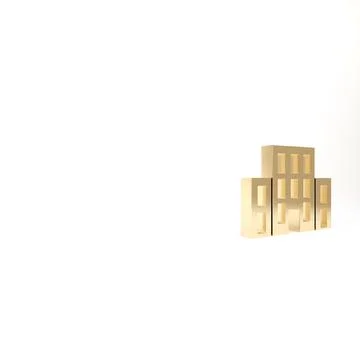 Gold House icon isolated on white background. Home symbol. 3d illustration 3D Ilustración de archivo