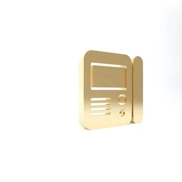 Gold House intercom system icon isolated on white background. 3d illustration Stock Illustration