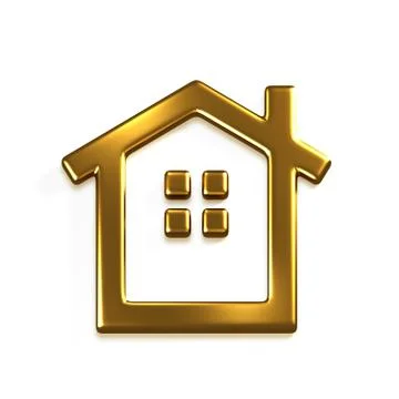 Gold House Logo. 3D Render Graphic Illustration イラスト素材
