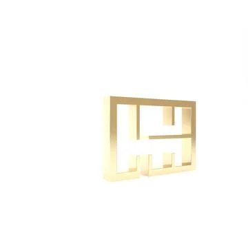 Gold House plan icon isolated on white background. 3d illustration 3D render Ilustración de archivo