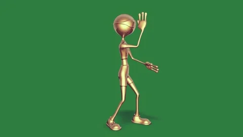 A gold humanoid with green screen background and character on man alien Stock-Footage 335938218