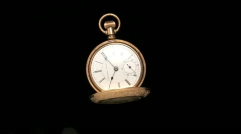 Gold hunter pocket watch Stock-Footage 22070997