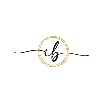 Gold I B Initial Script Letter Beauty Logo Template 스톡 일러스트