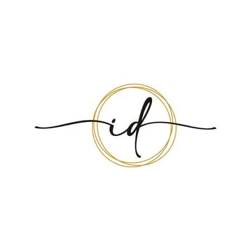 Gold I D Initial Script Letter Beauty Logo Template 스톡 일러스트