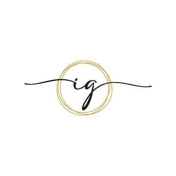 Gold I G Initial Script Letter Beauty Logo Template 스톡 일러스트
