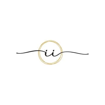Gold I I Initial Script Letter Beauty Logo Template Stock Illustration