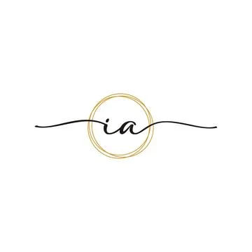 Gold I A Initial Script Letter Beauty Logo Template Stock Illustration