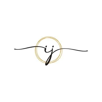 Gold I J Initial Script Letter Beauty Logo Template Illustrazione stock