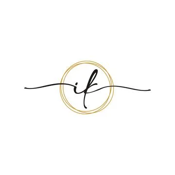 Gold I K Initial Script Letter Beauty Logo Template 스톡 일러스트