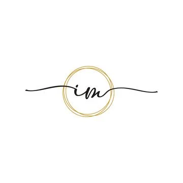 Gold I M Initial Script Letter Beauty Logo Template Stock Illustration