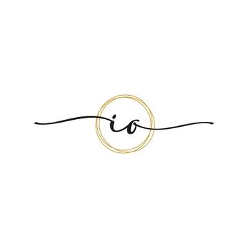 Gold I O Initial Script Letter Beauty Logo Template 스톡 일러스트