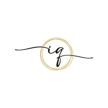 Gold I Q Initial Script Letter Beauty Logo Template Stock Illustration