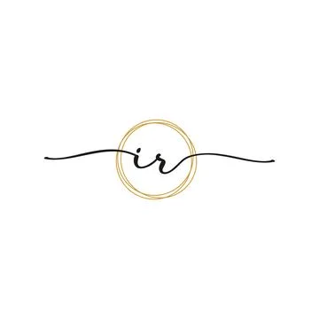 Gold I R Initial Script Letter Beauty Logo Template Stock Illustration