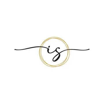 Gold I S Initial Script Letter Beauty Logo Template Illustrazione stock