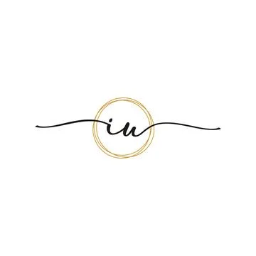 Gold I U Initial Script Letter Beauty Logo Template Stock Illustration