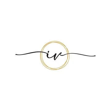 Gold I V Initial Script Letter Beauty Logo Template 스톡 일러스트