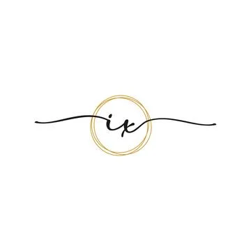 Gold I X Initial Script Letter Beauty Logo Template Stock Illustration