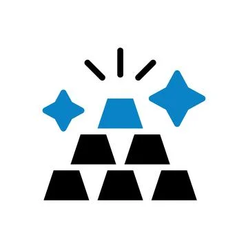 Gold icon solid blue black business symbol illustration. Illustrazione stock