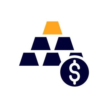 Gold icon solid orange black business symbol illustration. イラスト素材