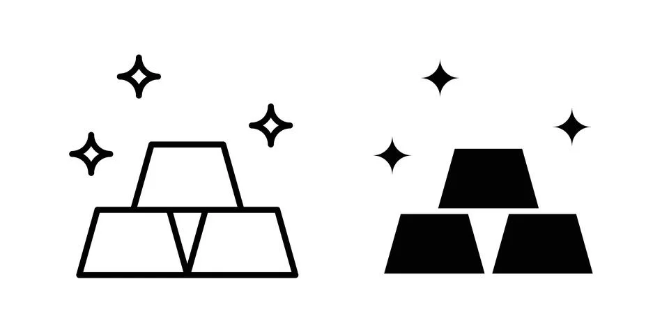 Gold icon vector concepts, line and silhouette style Stock Illustration