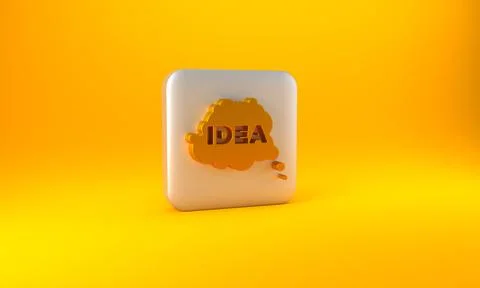 Gold Idea, speech bubble icon isolated on yellow background. Message speech 스톡 일러스트