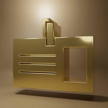 Gold Identification badge icon isolated on brown background. It can be used.. Stock Illustration