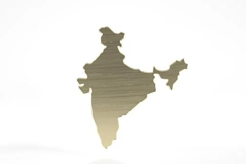 Gold India view in white background,3D Render Stock Illustration