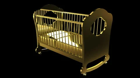 Gold infant bed Stock Footage 24469934