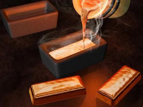 Gold ingot casting Stock Illustration