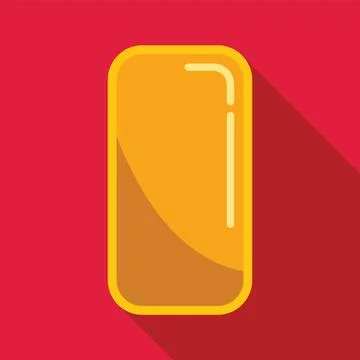 Gold ingot casting a long shadow on red background Stock Illustration