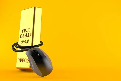 Gold ingot with computer mouse Stock Illustration