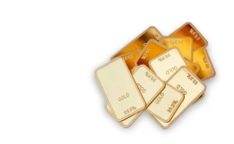 Gold ingot isolated Stock Photos