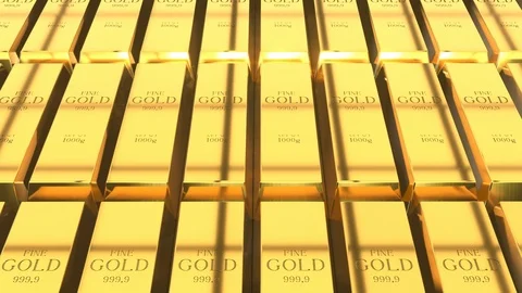 Gold ingots - treasure/ wealth concept Stock Footage 124910316