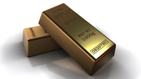 The Gold Ingots in white background 4k Stock Footage 145906239
