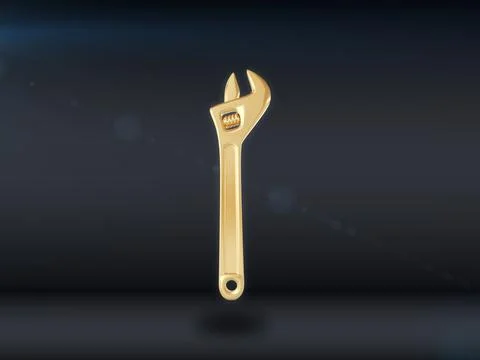 Gold instruments isolated a dark background. 3d render Stock Photos