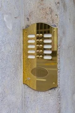 Gold Intercom Bell Stock-Fotos