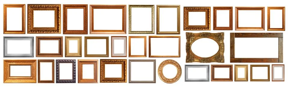 Gold interior elements of the picture frame isolated Stock Photos