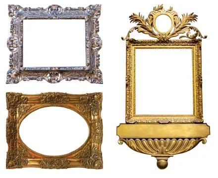 Gold interior elements of the picture frame isolated Stock Photos